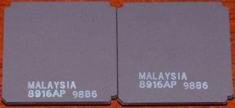 2x AMD R80186 CPUs (919KPSK) 8916AP 9886, Ceramic LCC-68, Intel 1978, Week 16 1989 Malaysia